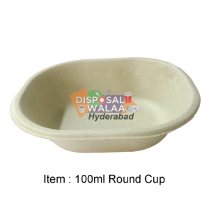 100ml Bagasse Round Cup – 50 Pcs