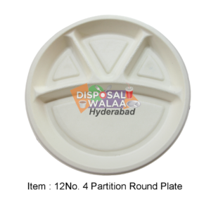 12 No 4 Partition BAGASSE Round Plate – 25 Pcs