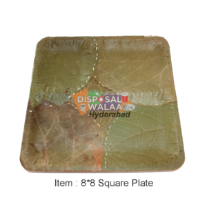 8*8 NATURAL LEAF Square Plate – 20 Pcs